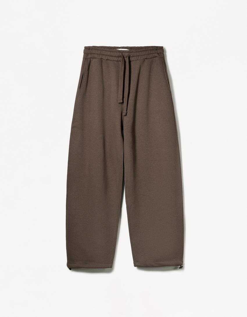 Pantalon balloon molleton-Marron
