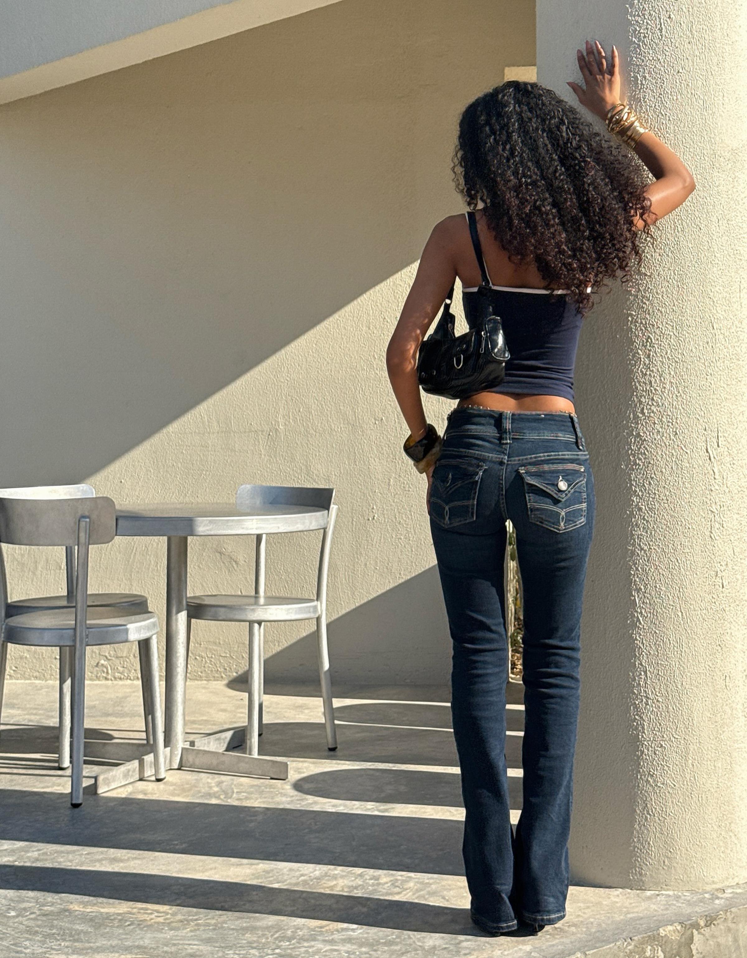 Düşük bel kapaklı bootcut jean - Görsel 231