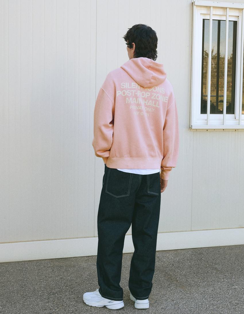 Sweat à capuche imprimé-Rose