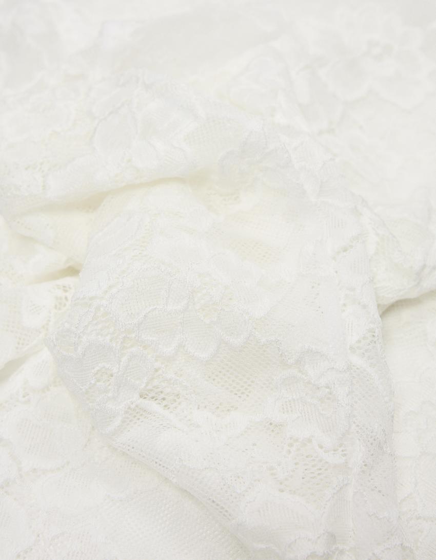 Lace capri leggings-White