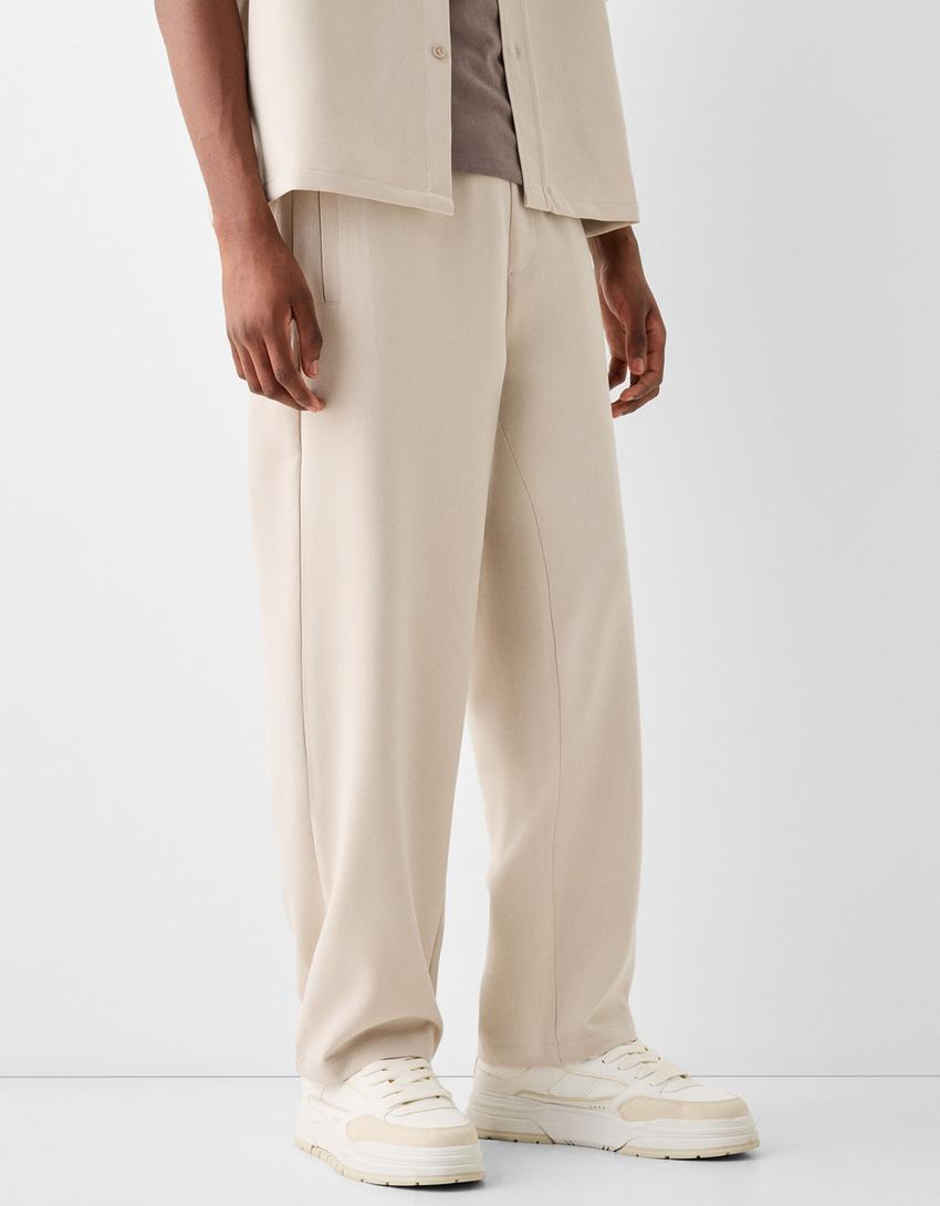 Tailored shirt and trousers set-Sand-4