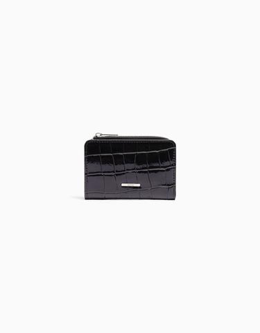 Animal print patent effect purse — Black 1