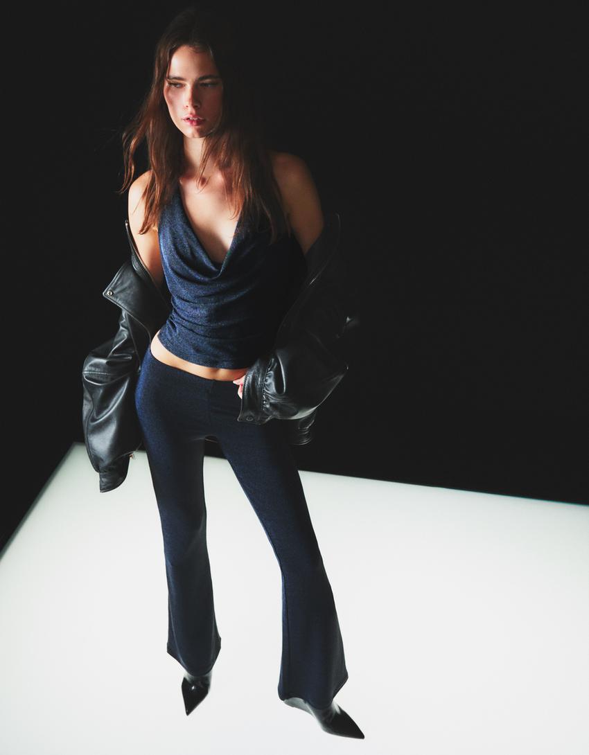 Halter top with cowl neckline-Navy