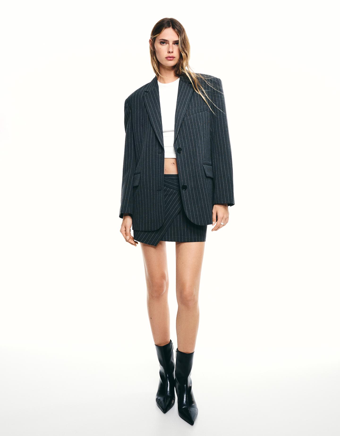 Bershka marynarka oversize ciemnoszary