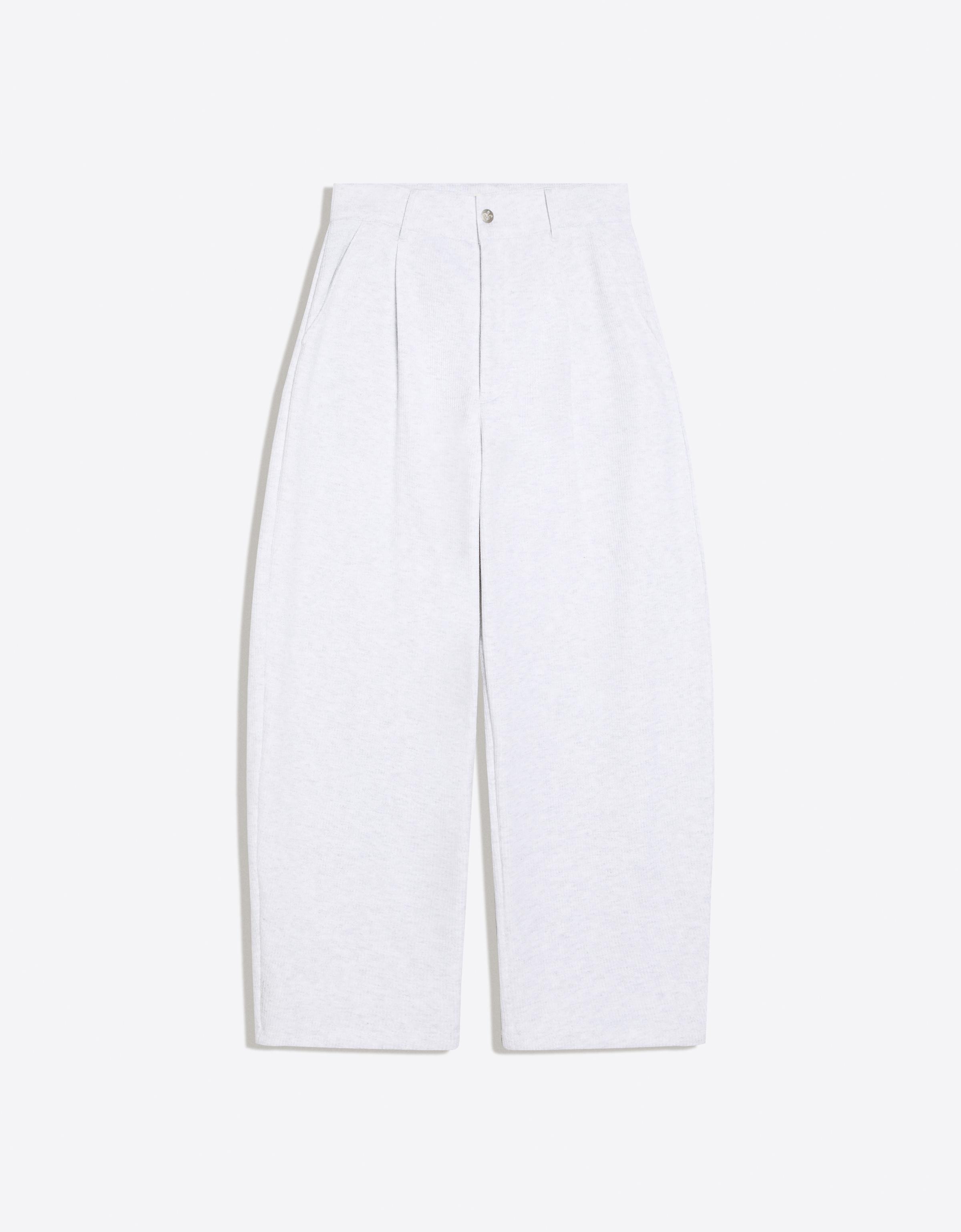 Embroidered waffle-knit balloon trousers — Grey