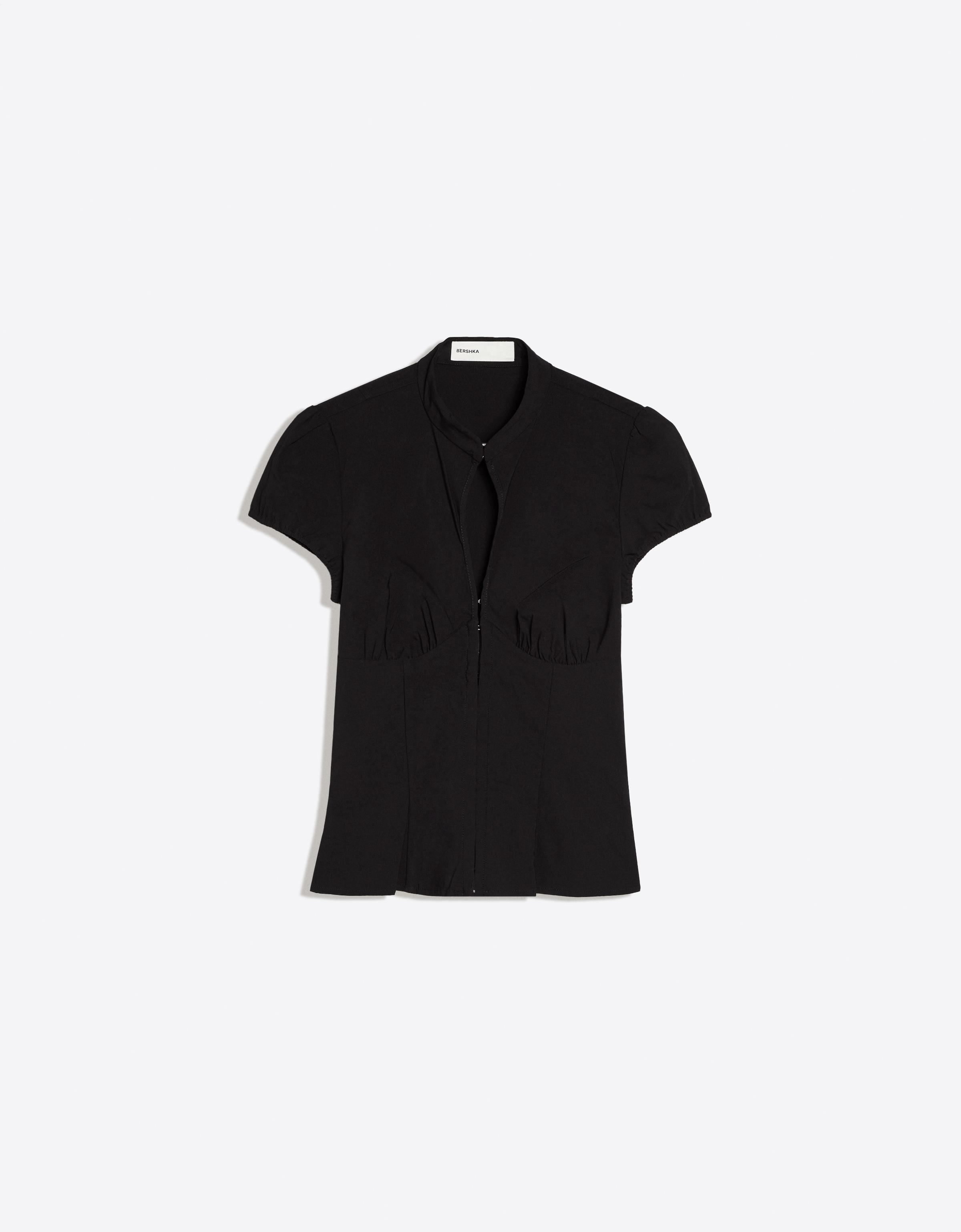 Short sleeve shirt with press-stud fastening — Black