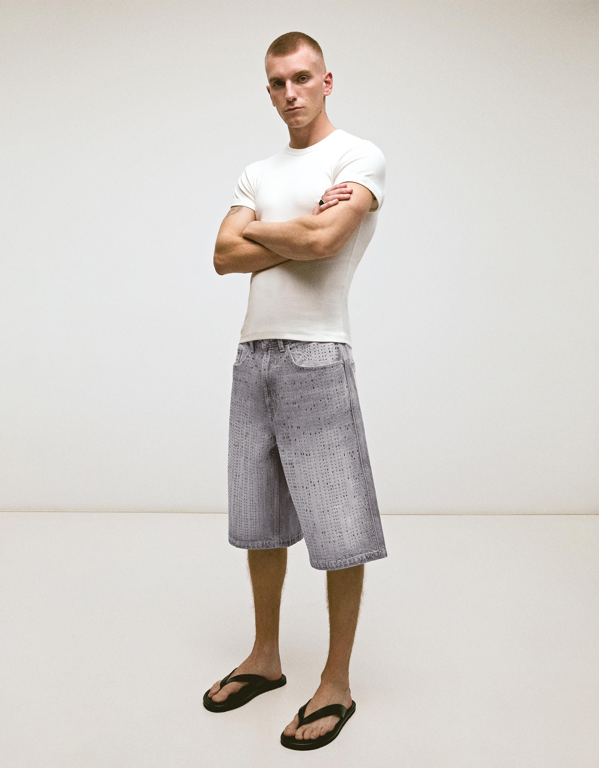 Bermuda Baggy Tachas Hombre 38 Gris