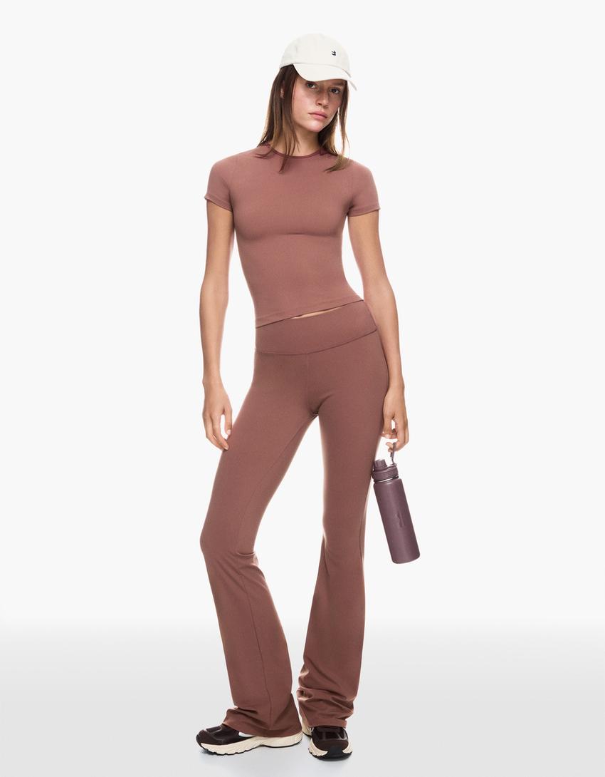 Pantaloni flare tecnici-Arancione-1