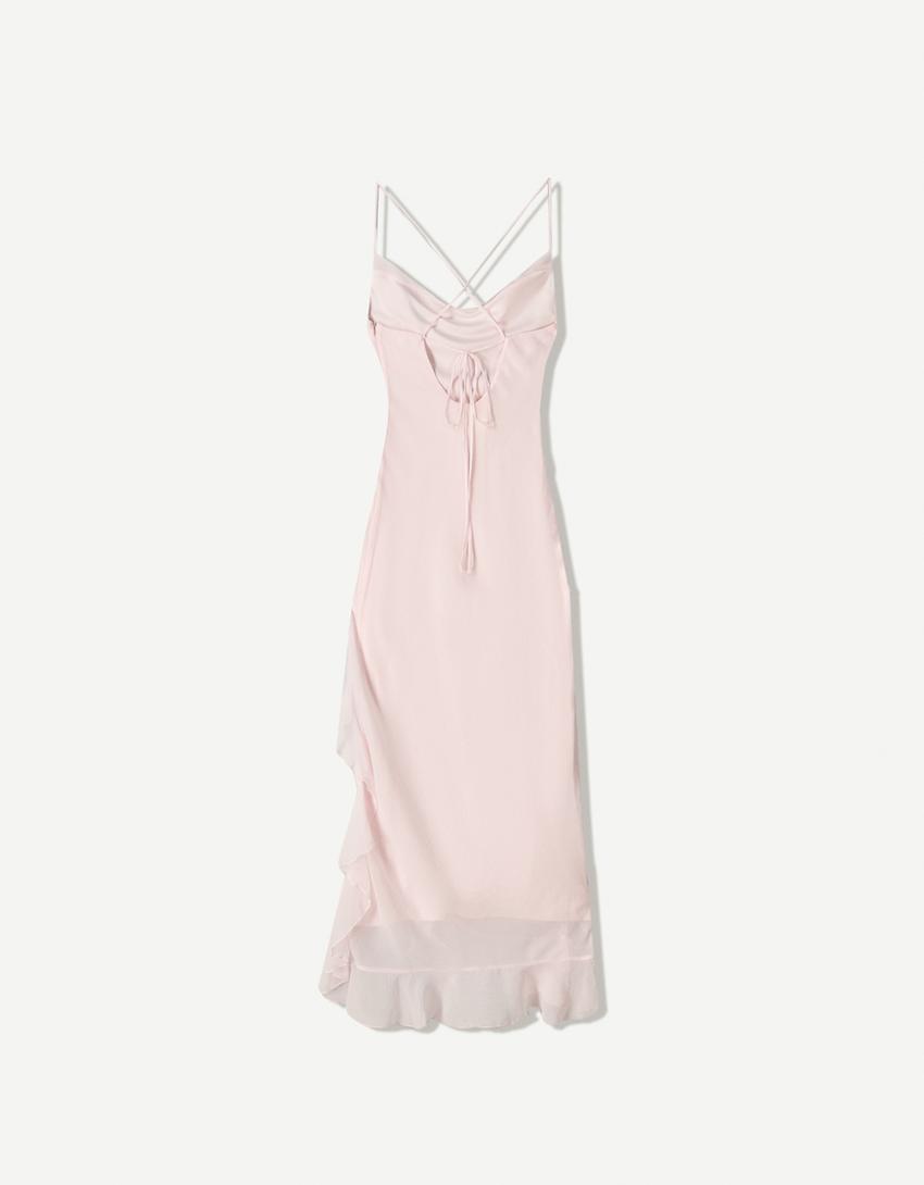 Vestido midi de alças-Rosa-4