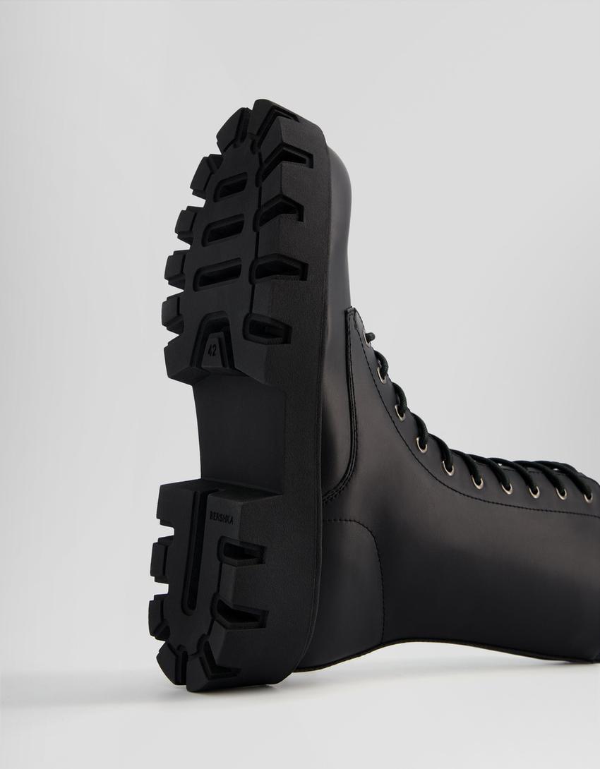 Bottines à lacets semelle crantée homme-Noir-3