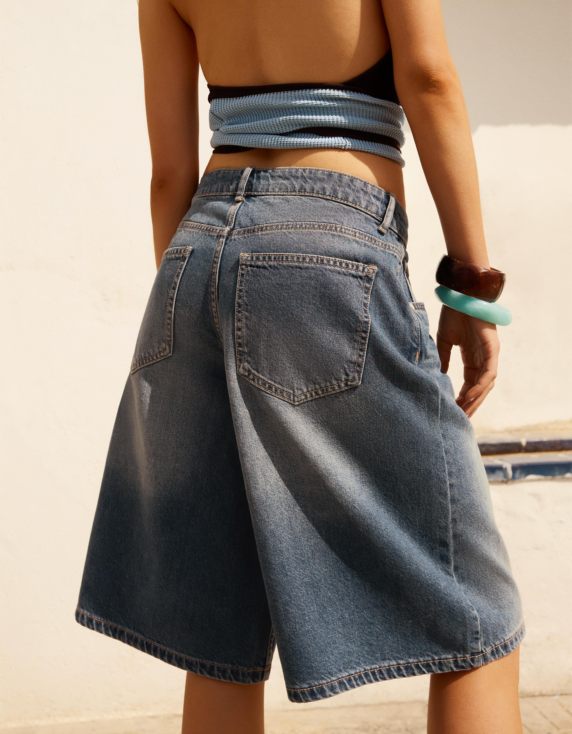 Baggy denim Bermuda shorts — Blue