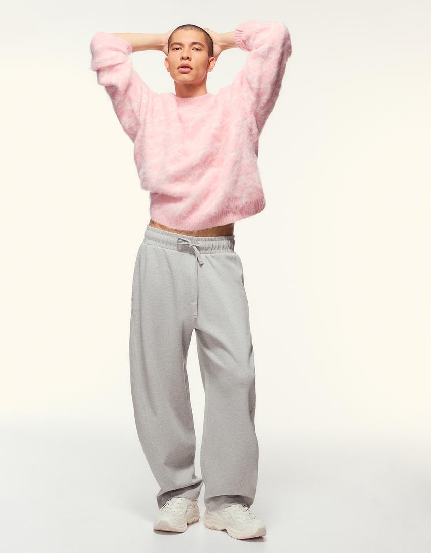 Pantalon balloon fit interlock-Gris