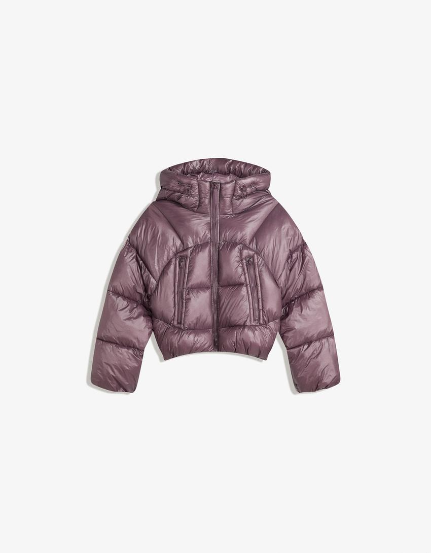 Jachetă tip puf-Violet