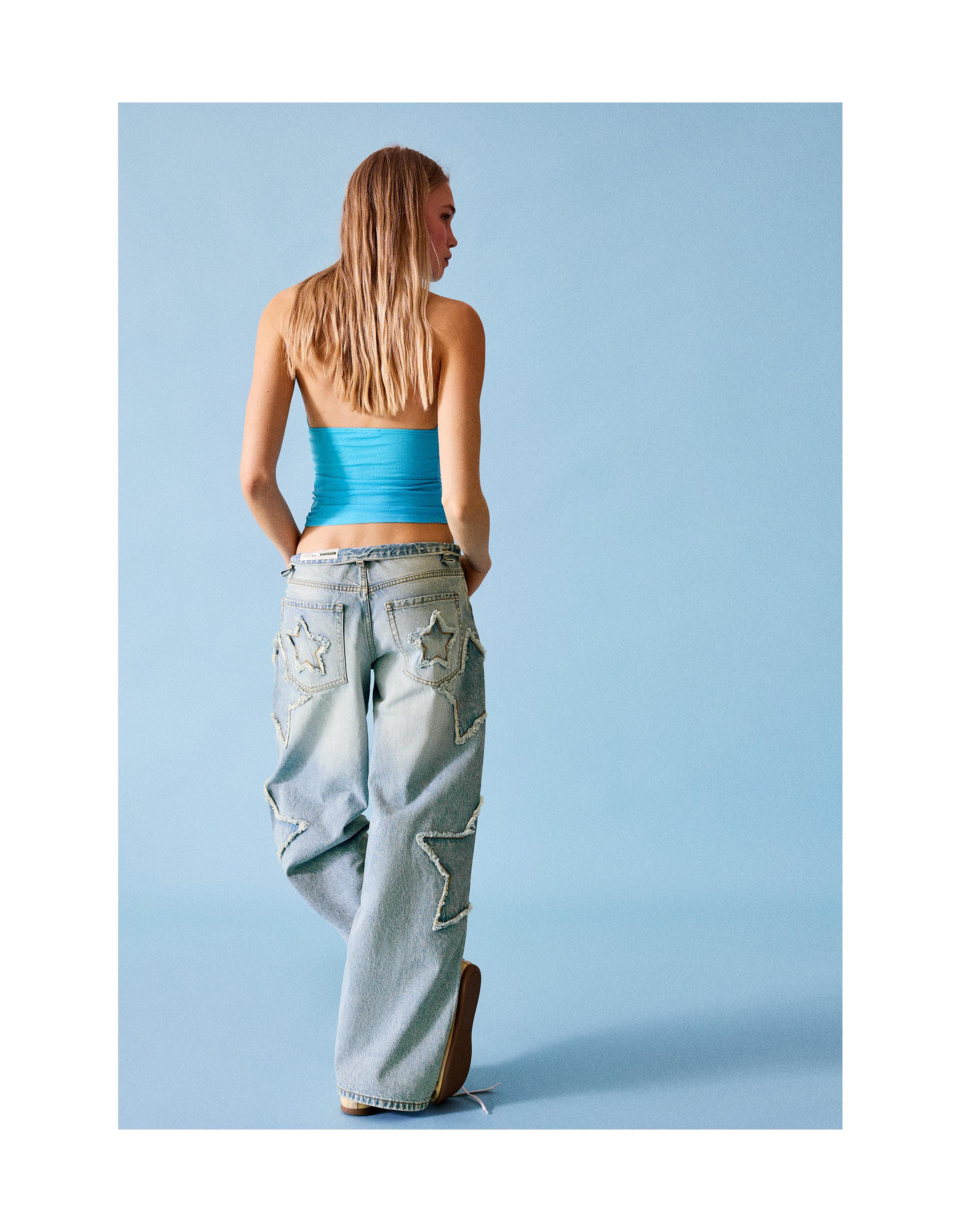 Yıldız detaylı düşük bel boyfriend jean - Görsel 34