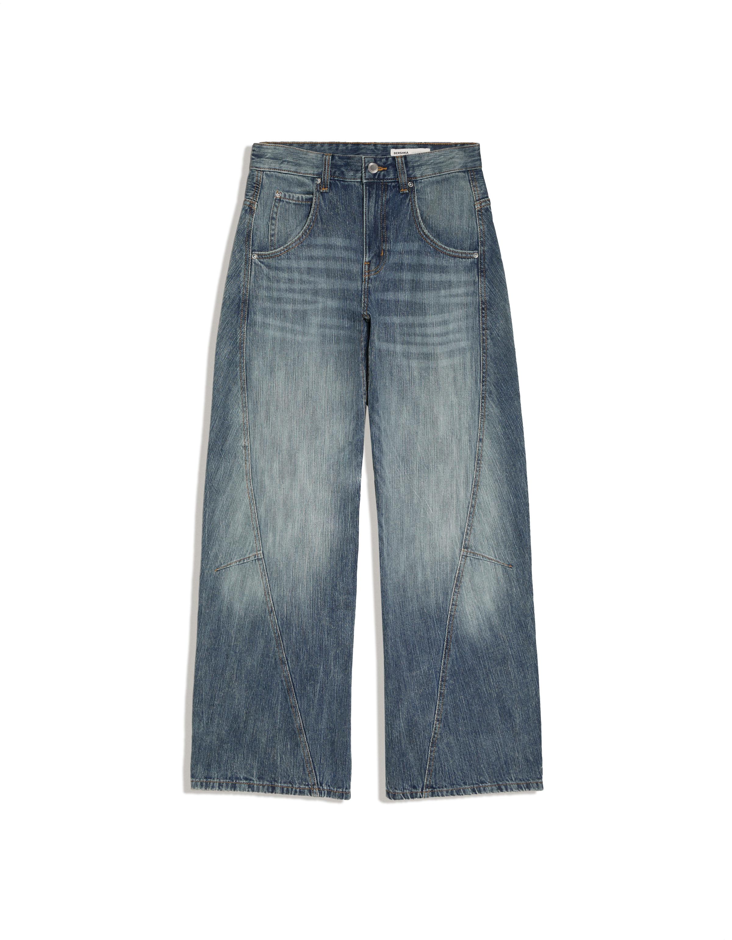 Low-rise barrel jeans — Light blue