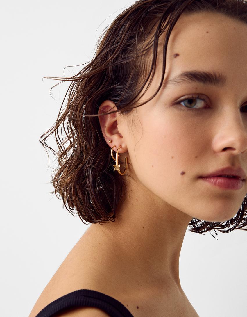 Lot 6 boucles d’oreilles anneau cascade-Or-1