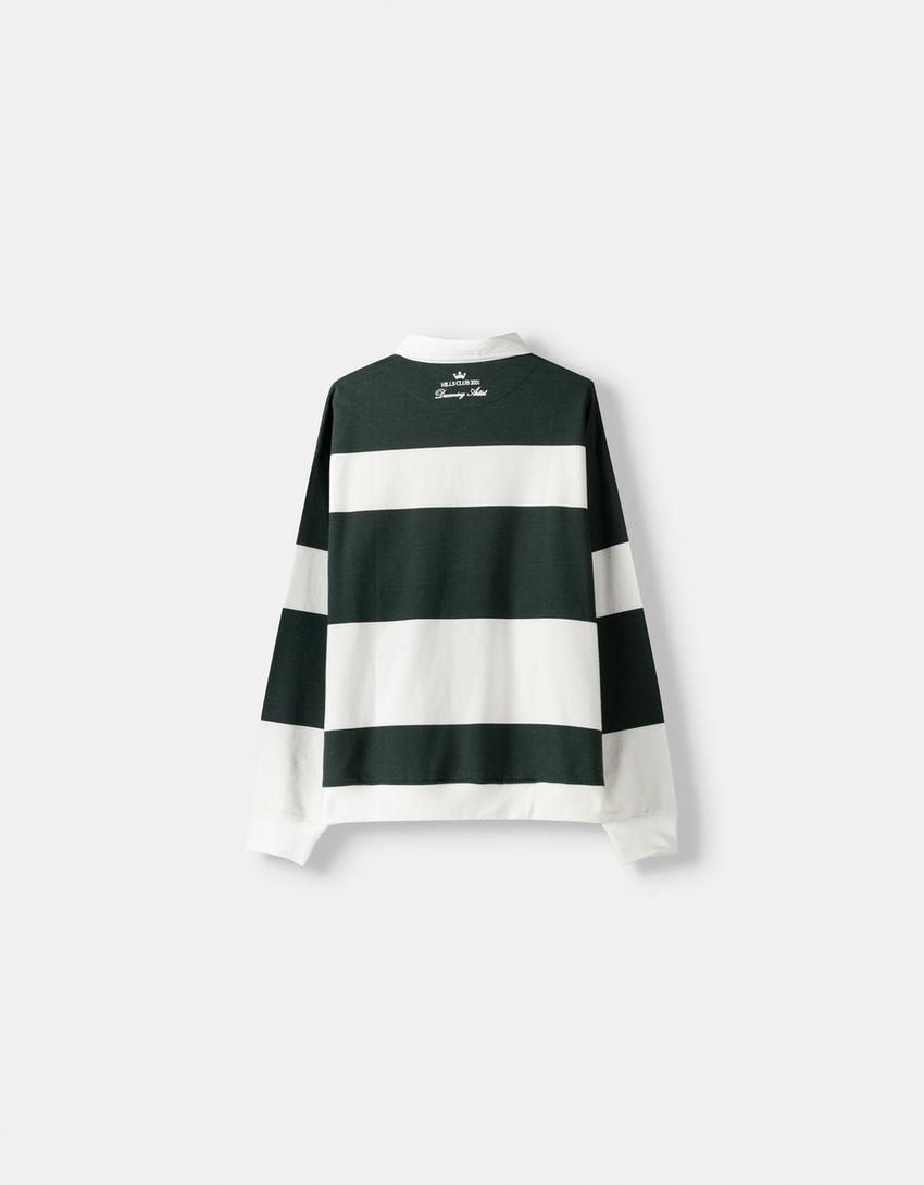 Sweat manches longues col polo-Vert-5