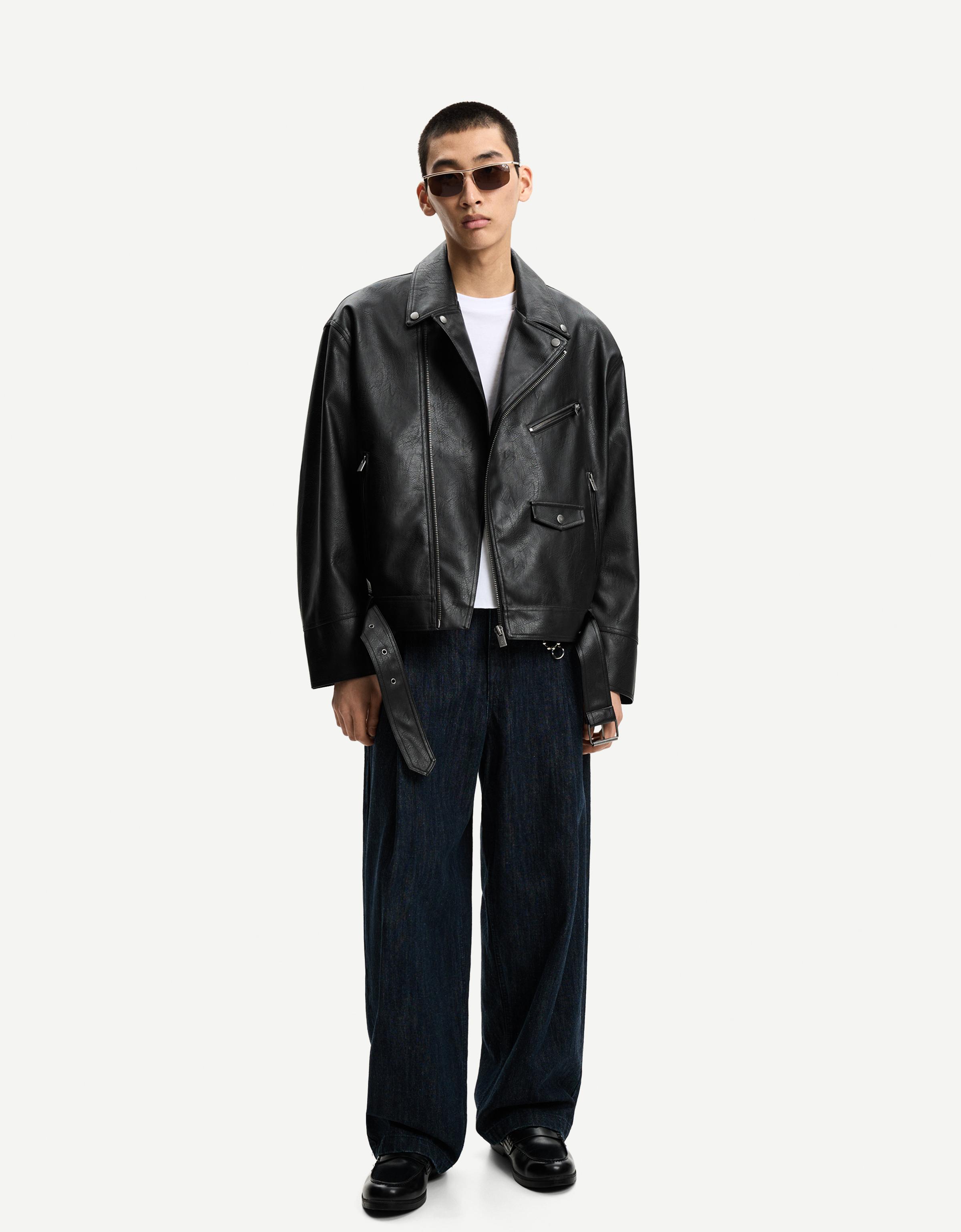 スペイン発☆Bershka♪プリントレザーエフェクトジャケット Printed leather effect jacket - Women | Bershka