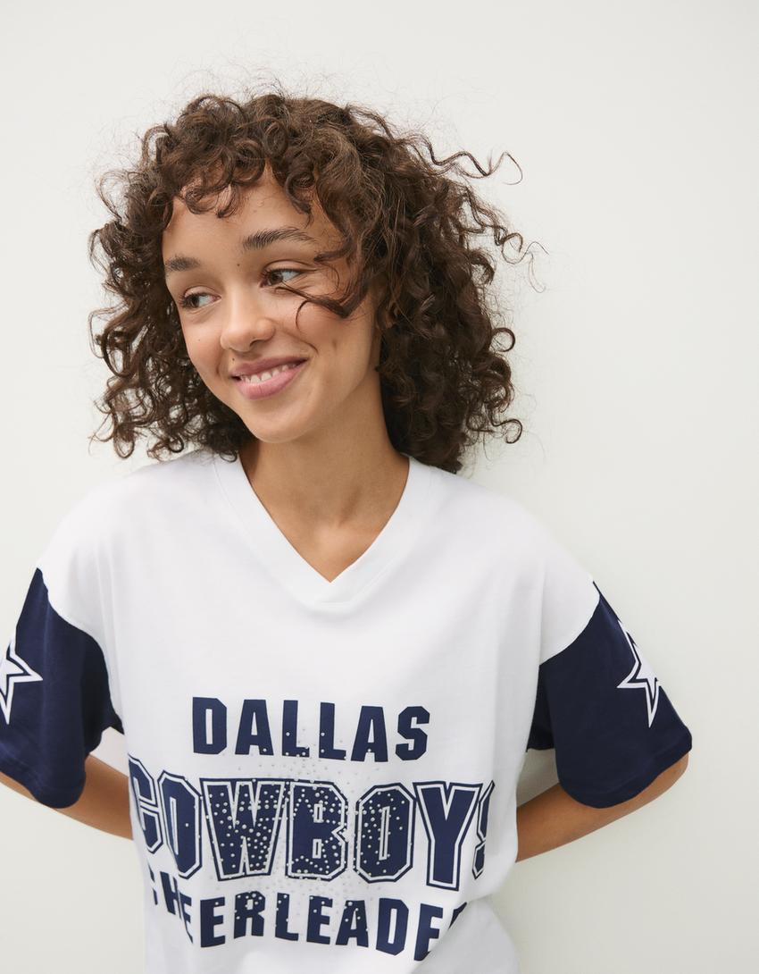 T-Shirt mit kurzen Ärmeln DALLAS COWBOY CHEERLEADERS-Grbrochenes Weiss