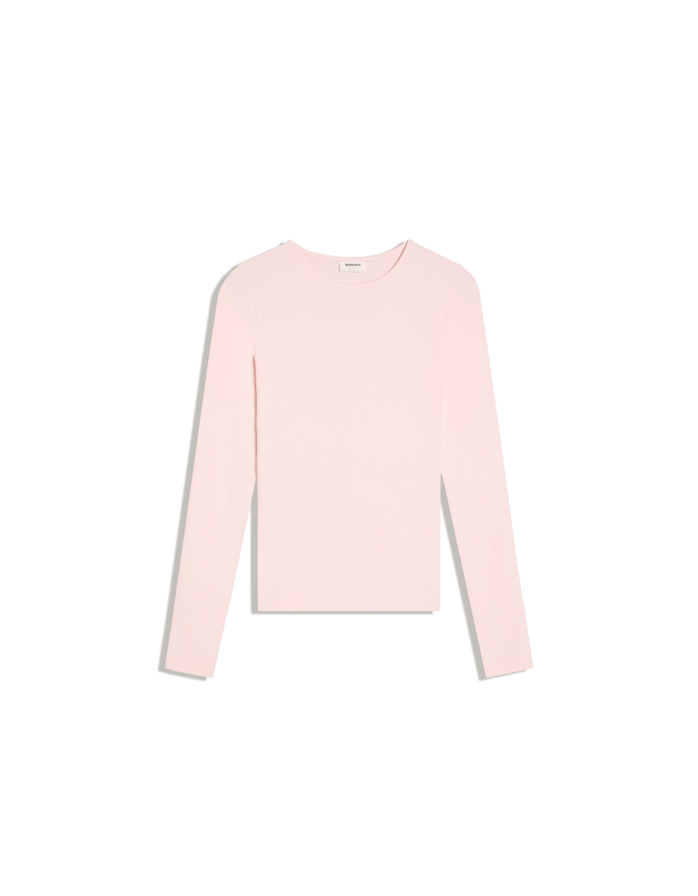 Round neck long-sleeve T-shirt — Pink