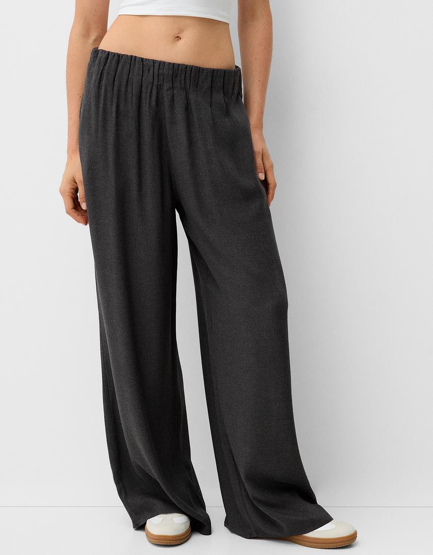 Pantalon large-Gris foncé-1