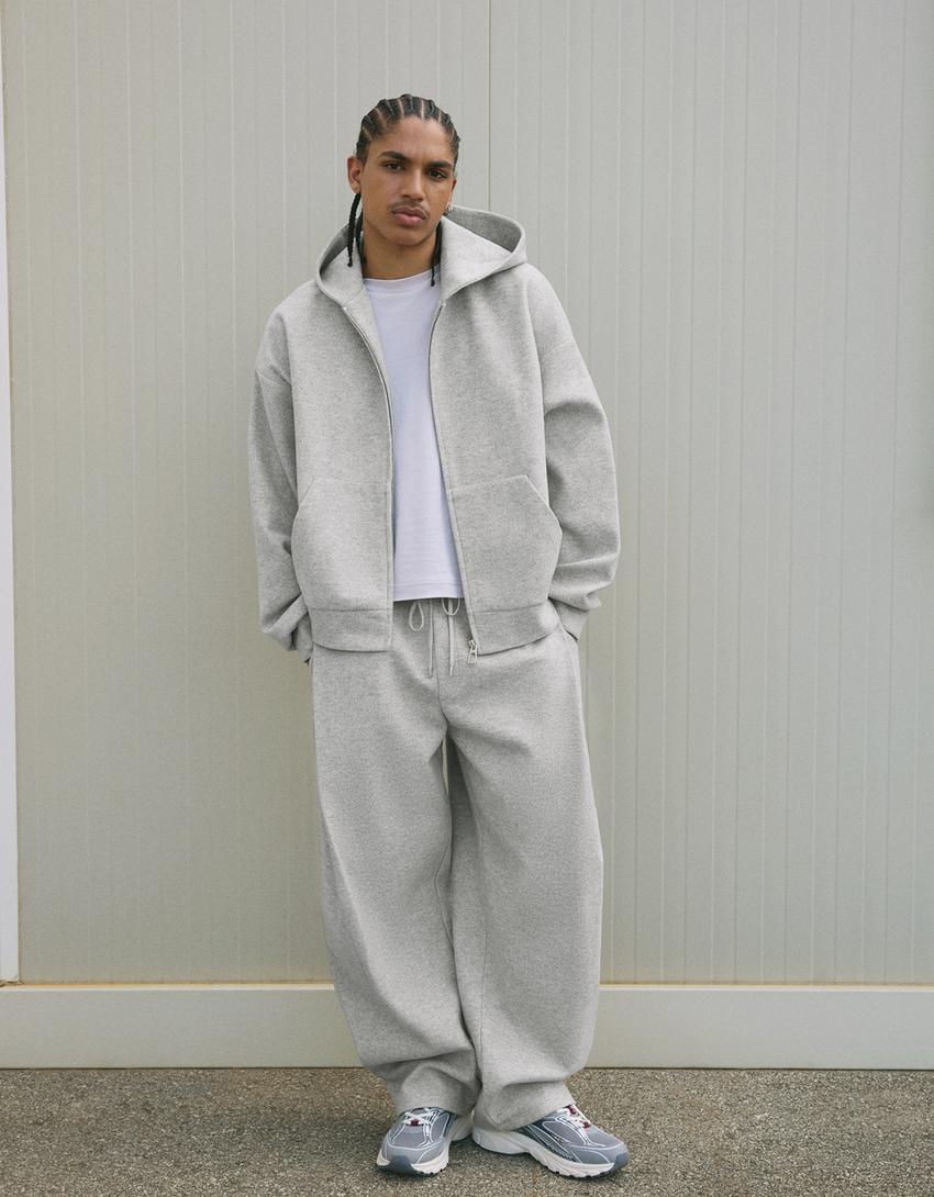 Pantalón balloon pinzas pano-Gris
