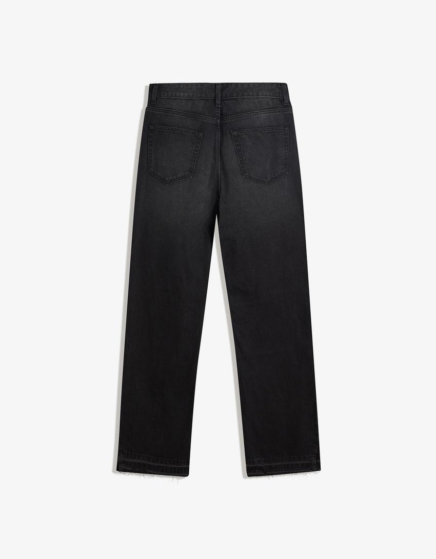 Jeans flare straight-Negro-4