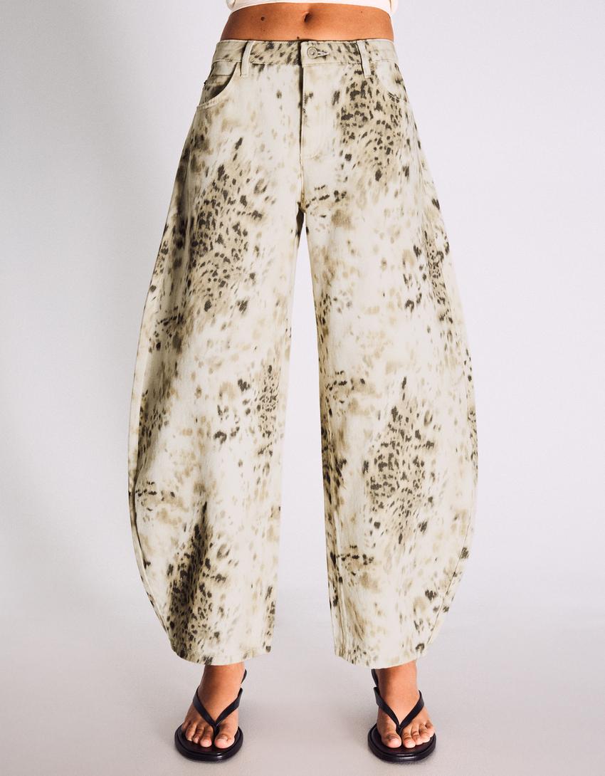 Pantalón barrel print-Multicolor