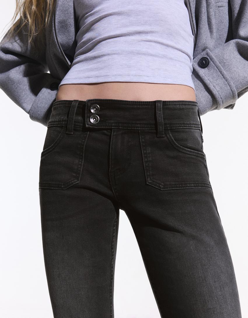 Low-rise boot-cut jeans-Black
