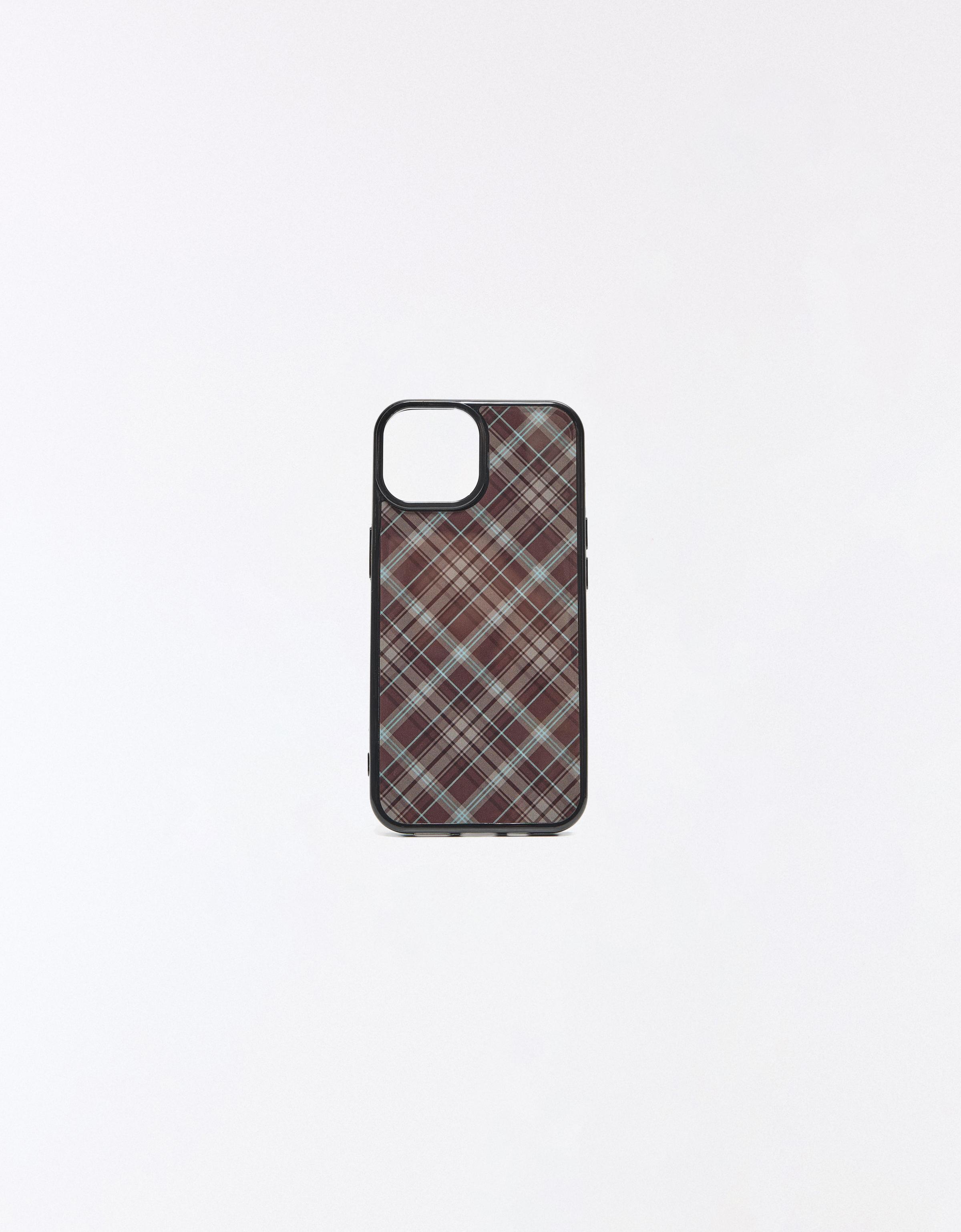 Check mobile phone case — Brown