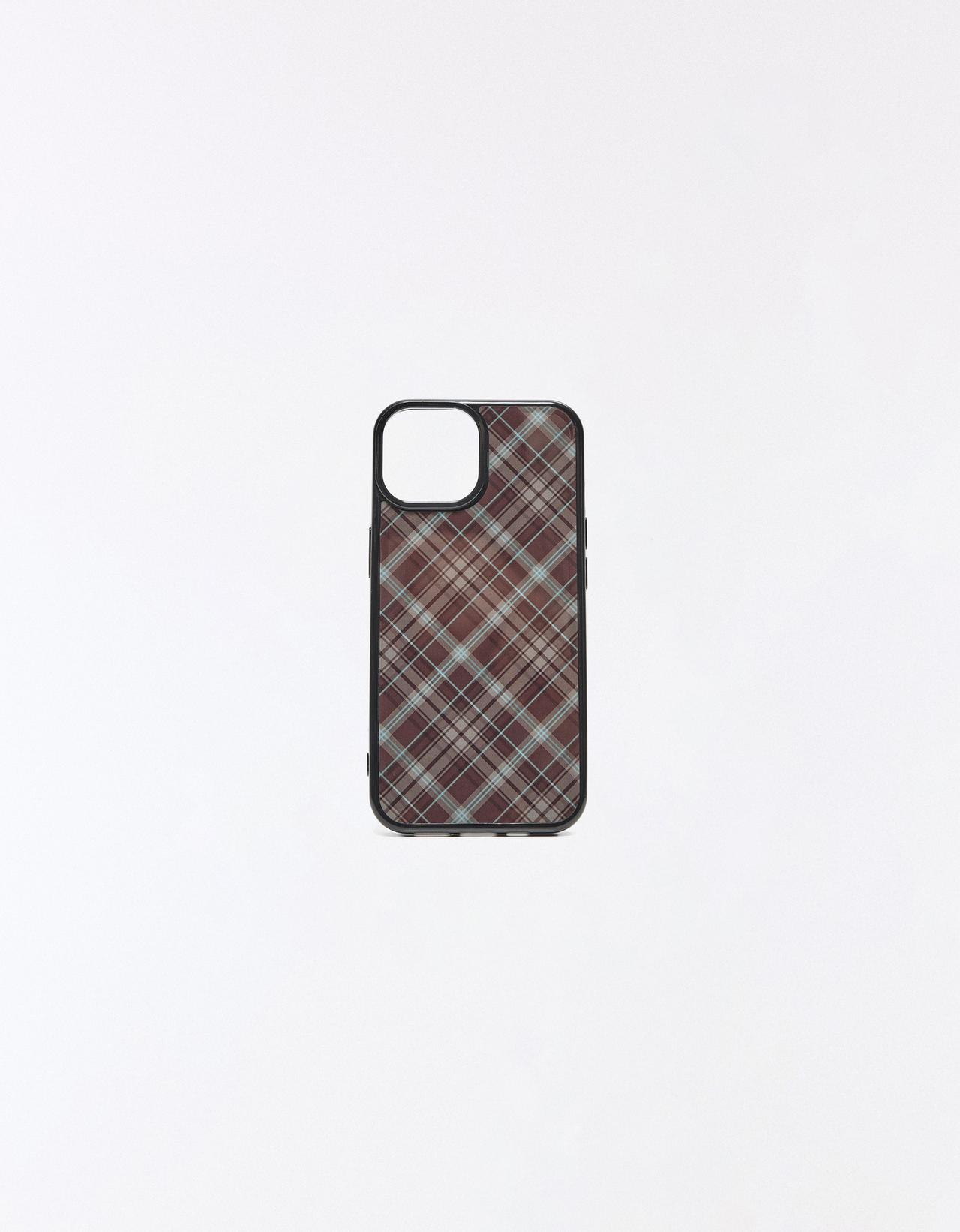 Check iPhone mobile phone case — Brown