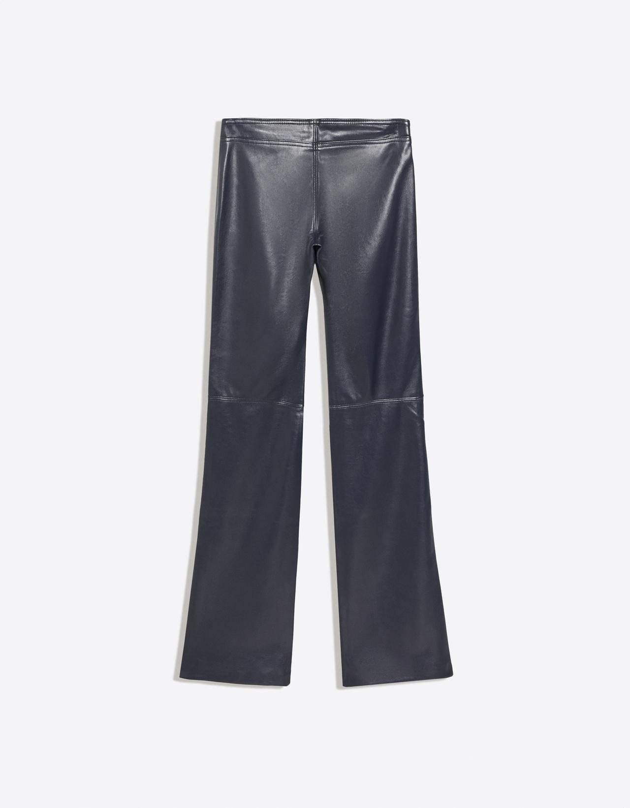 Plain-waist leather-effect slim trousers — Blue