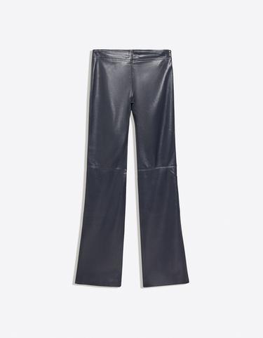 Plain-waist leather-effect slim trousers — Blue 5