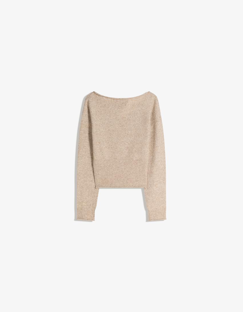 Camisola decote barco-Areia