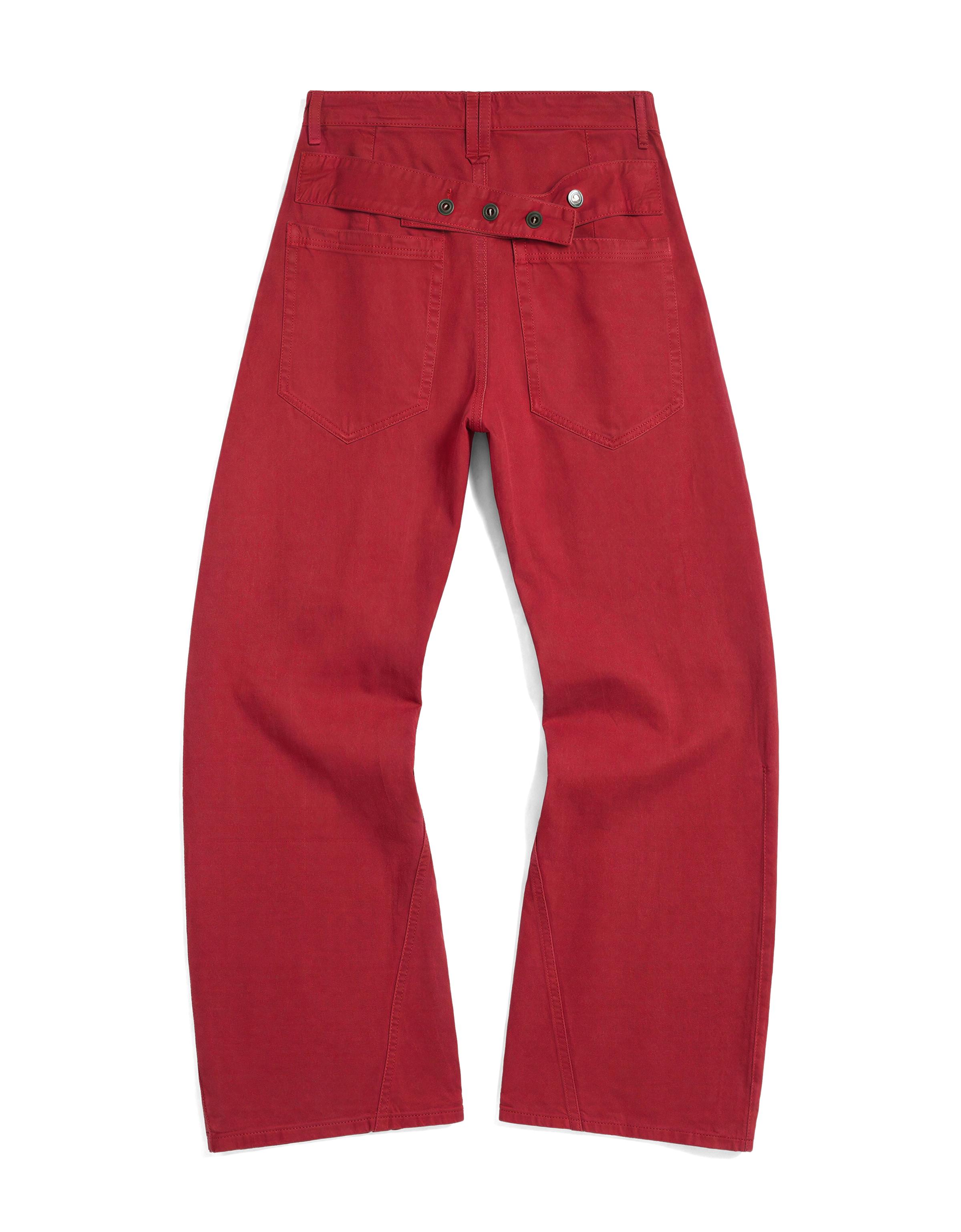 Barrel trousers with back buckle — Red