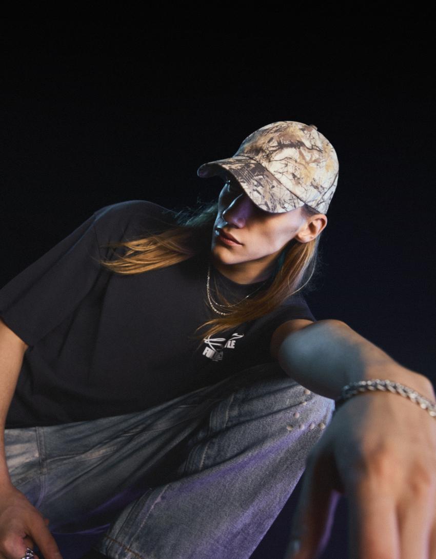 Short sleeve T-shirt with print-Black