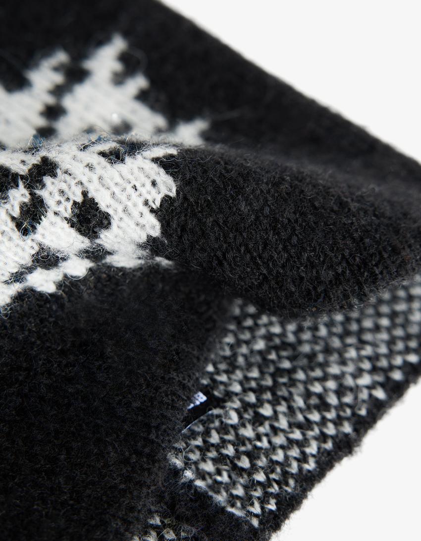 Printed beanie-Black