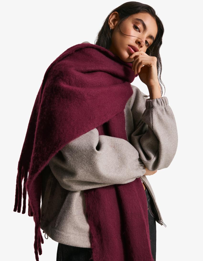 Solid-coloured scarf-Maroon