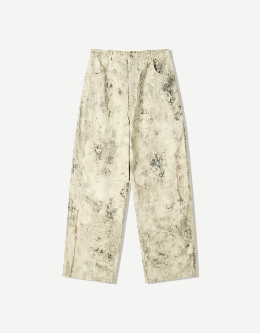 Balloon fit printed trousers