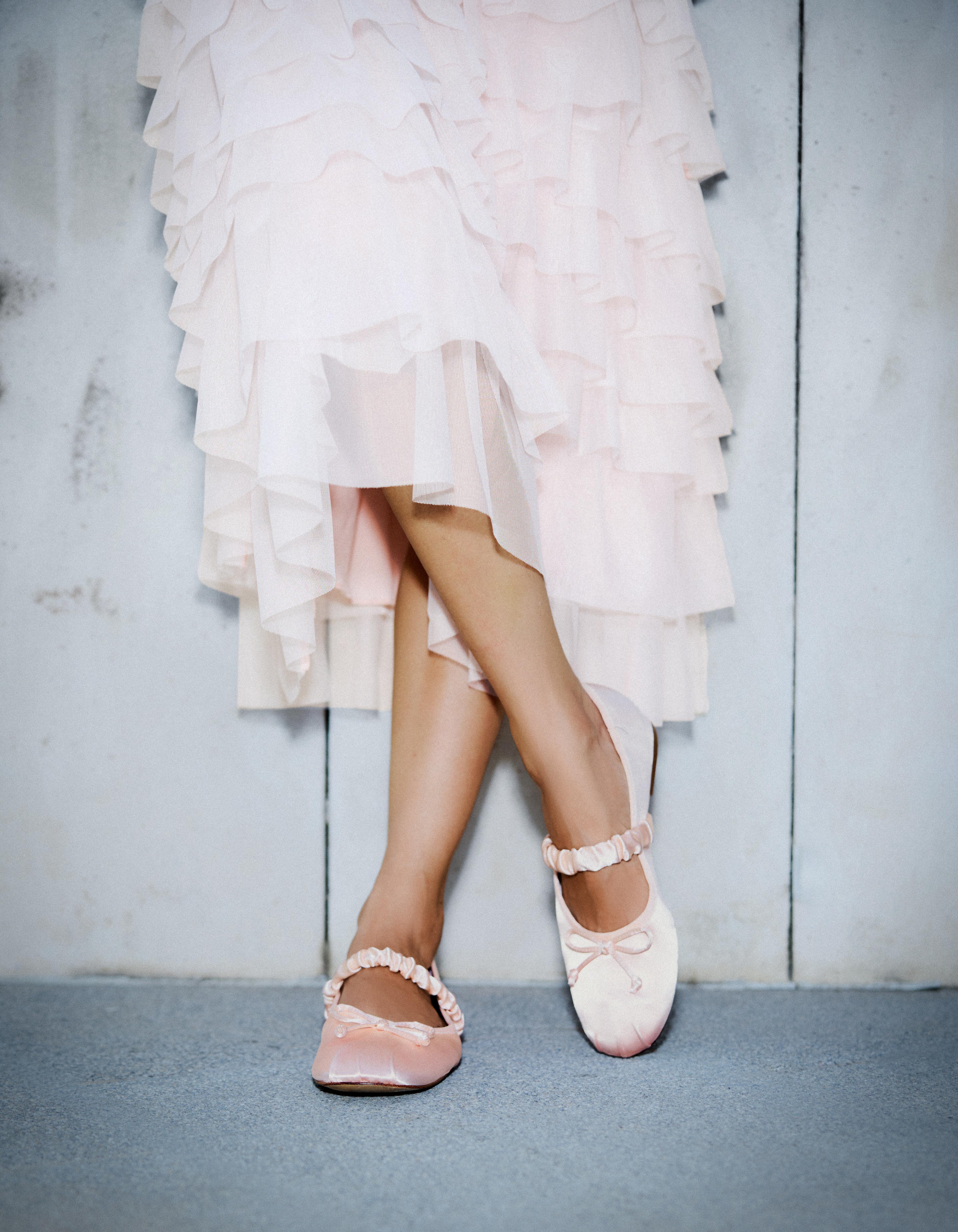 Sateen ballet flats — PINK