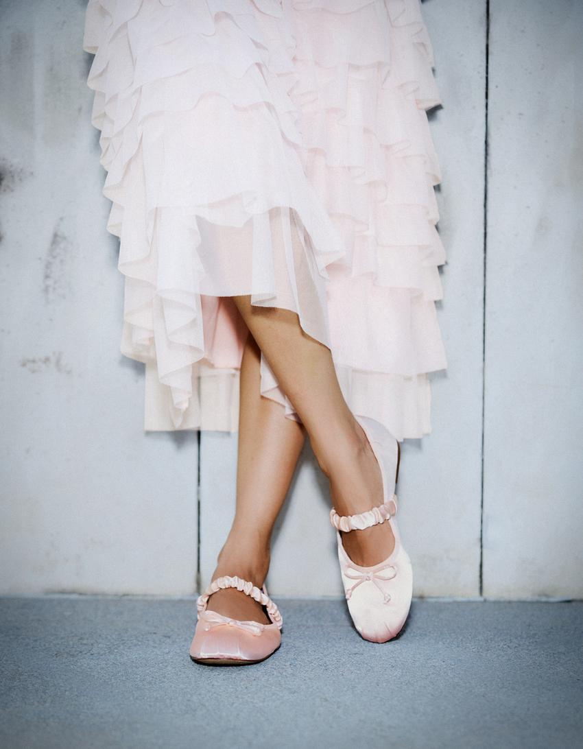Sateen Ballerina Flat-PINK
