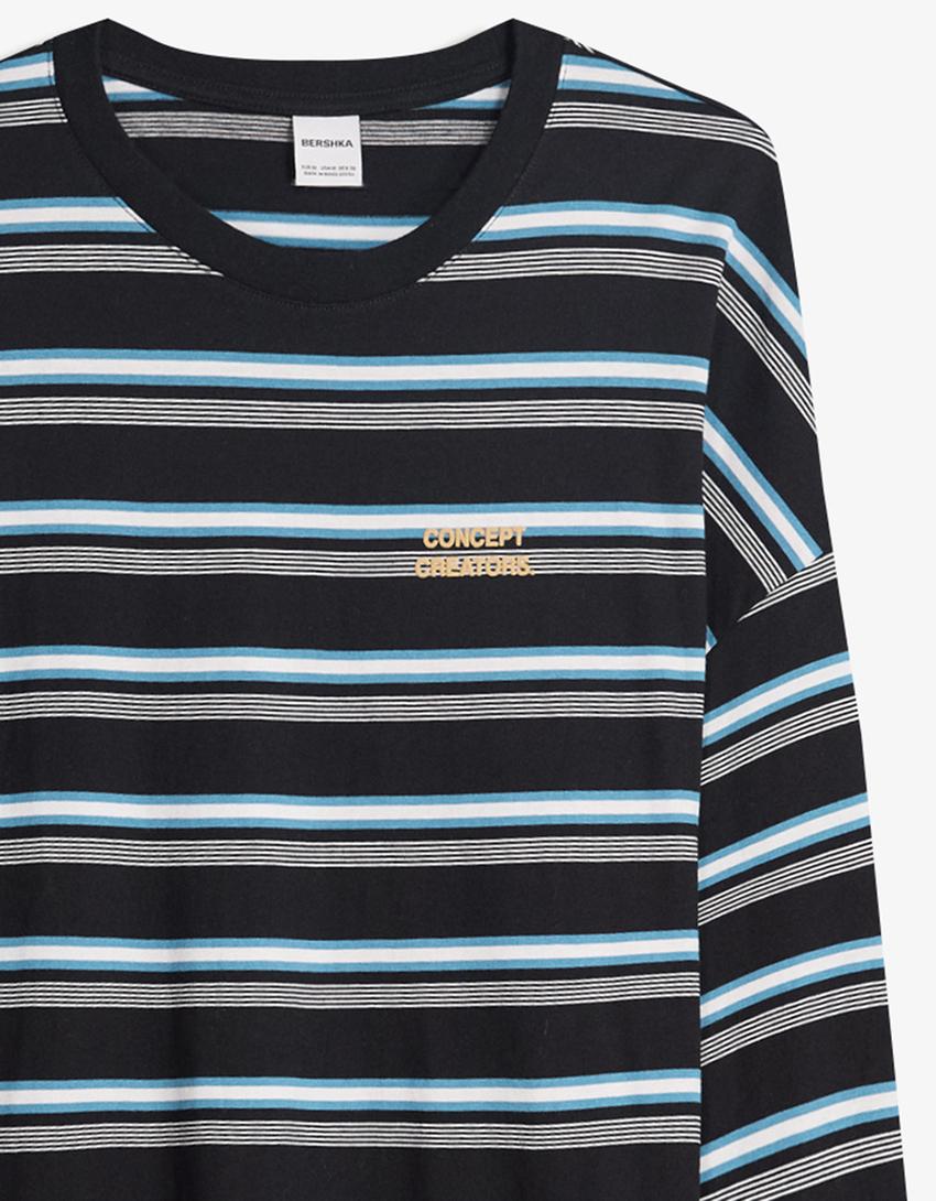 Långärmad t-shirt i oversize-modell-Blå