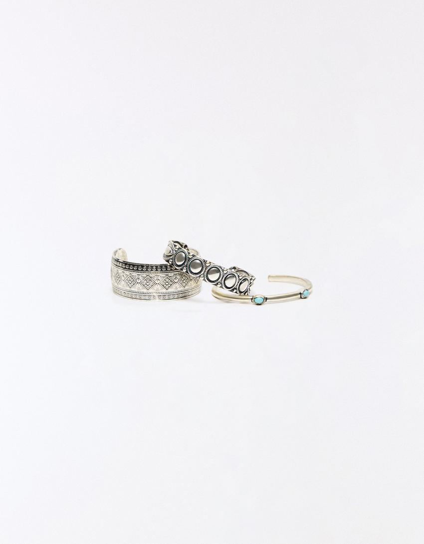 Pack of 3 boho bracelets-Silver