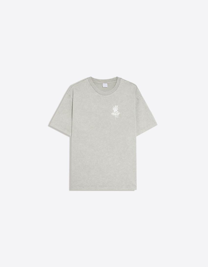 Camiseta manga corta relaxed print-Gris