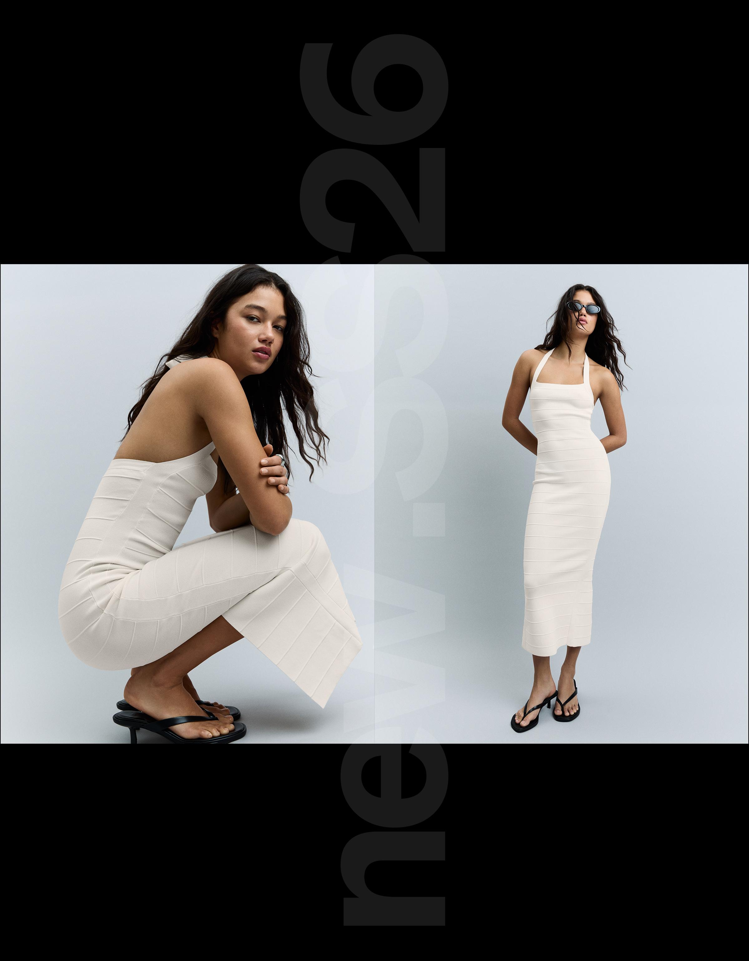 Halter yaka midi elbise