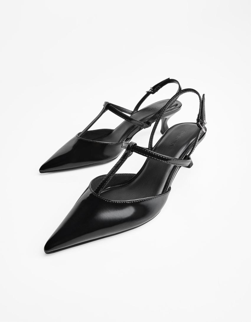 Chaussures à talon kitten et bride-Noir-3