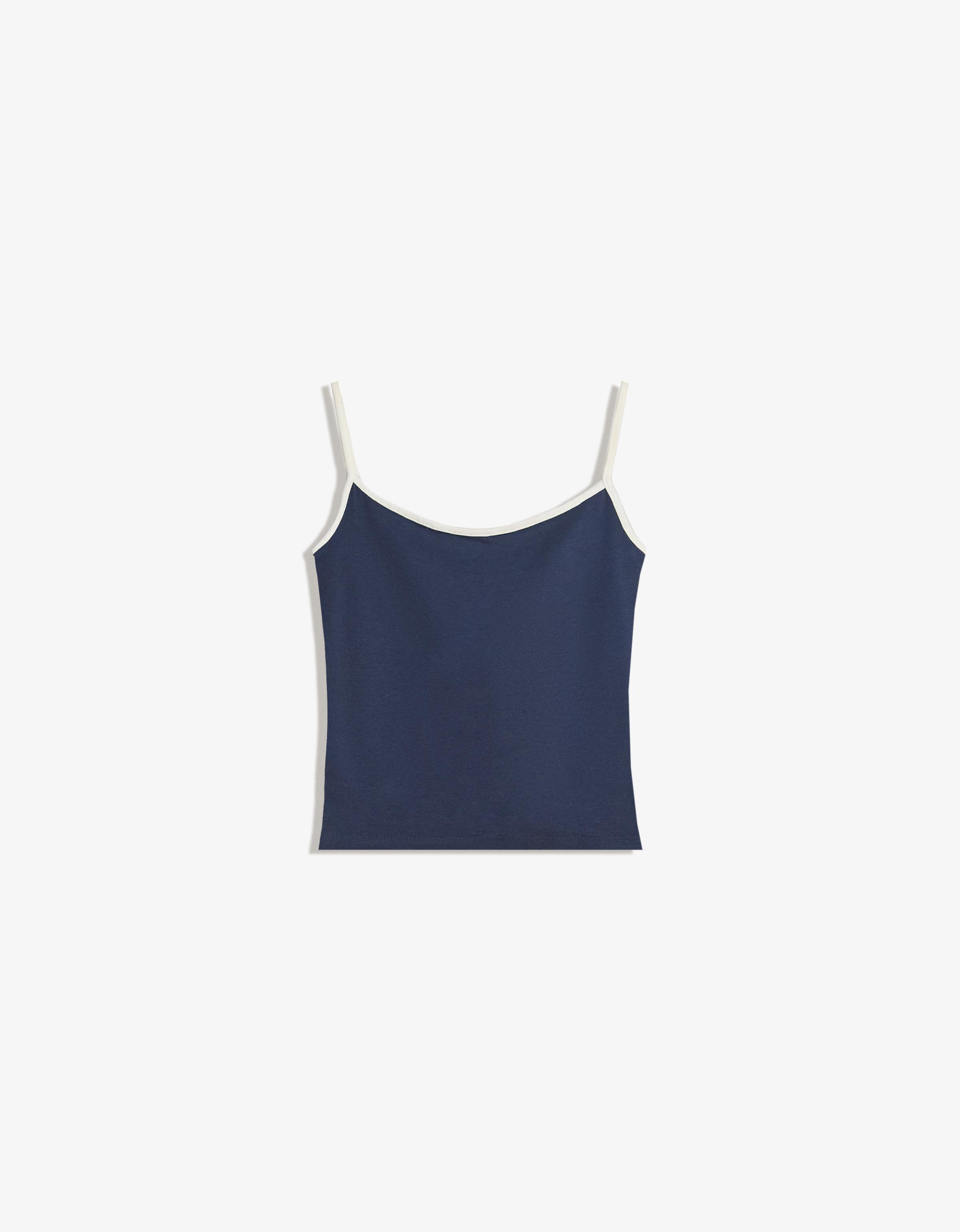 Contrast strappy top — Navy