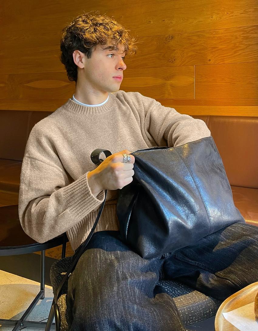 Cropped jumper-Camel