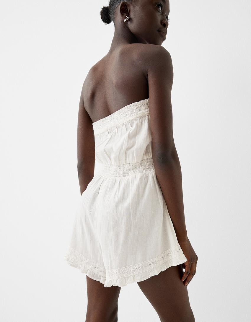 אוברול מכותנה ושיפון-שמנת-5