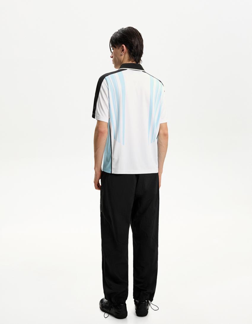 Short sleeve polo collar sports T-shirt-White-1